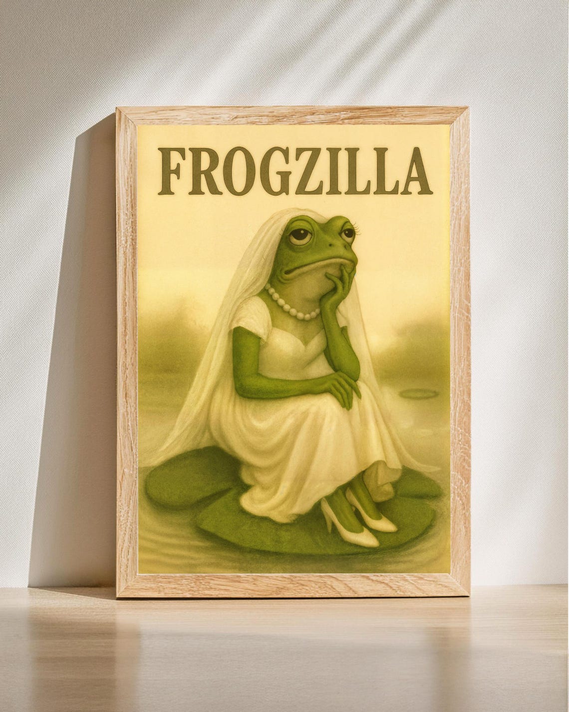Frogzilla Funny Frog Bride Wedding Day Humorous Art Wall Poster