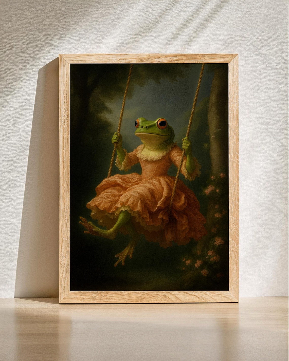 Funny Frog Swing Vintage Animal Art Print