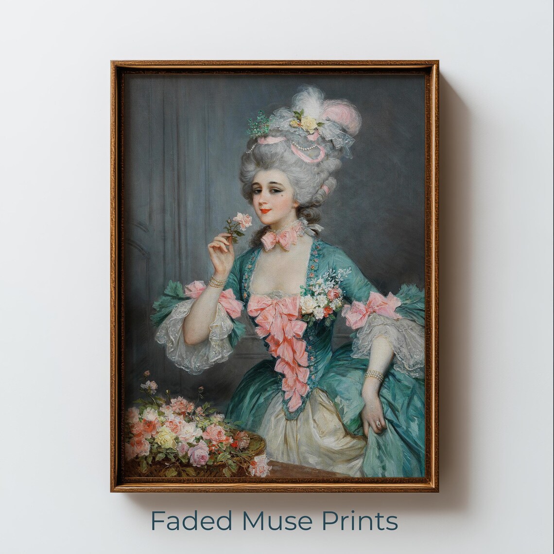 Elegant 18th Century Rococo Lady Portrait Vintage Feminine Art Poster