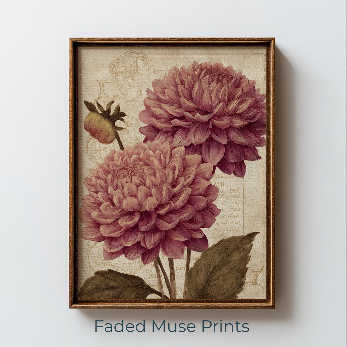 Vintage Dahlia Flower Print, Botanical Seed Packet