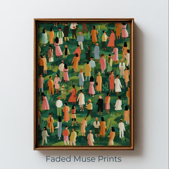 Abstract Garden Party Crowd Modern Colorful Summer Gathering Printable Wall Art Digital Download 2684