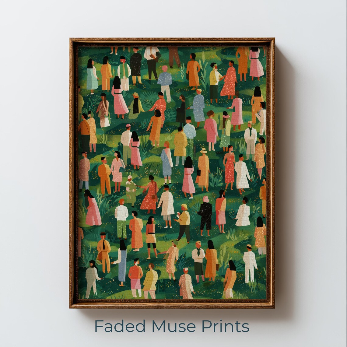 Abstract Garden Party Crowd Modern Colorful Summer Gathering Printable Wall Art Digital Download 2684