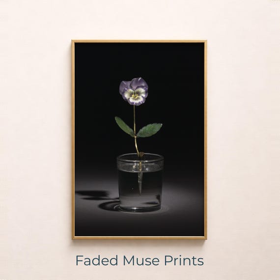 Vintage Purple Pansy Photograph, Botanical Still Life