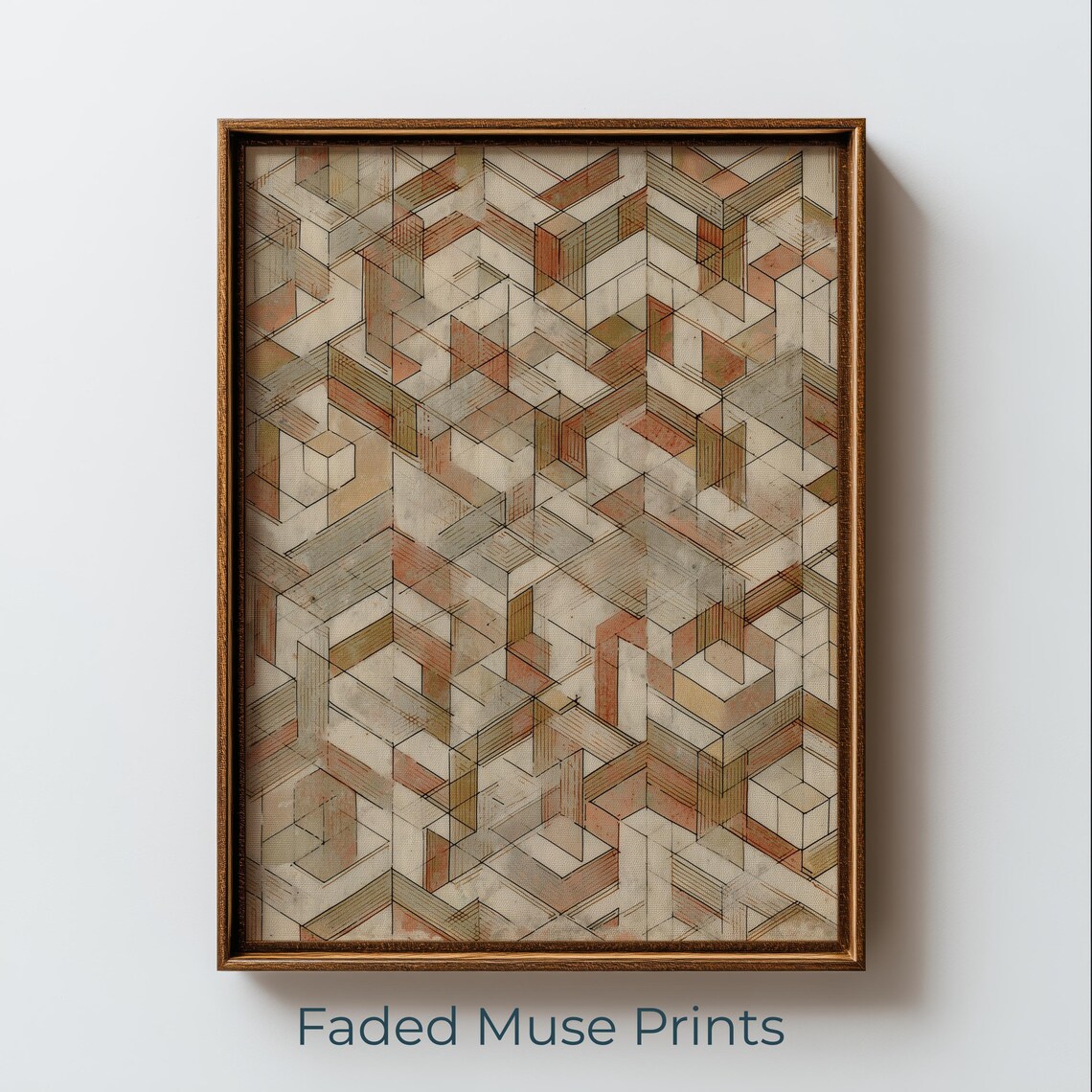 Vintage Geometric Tile Pattern, Art Deco Decor