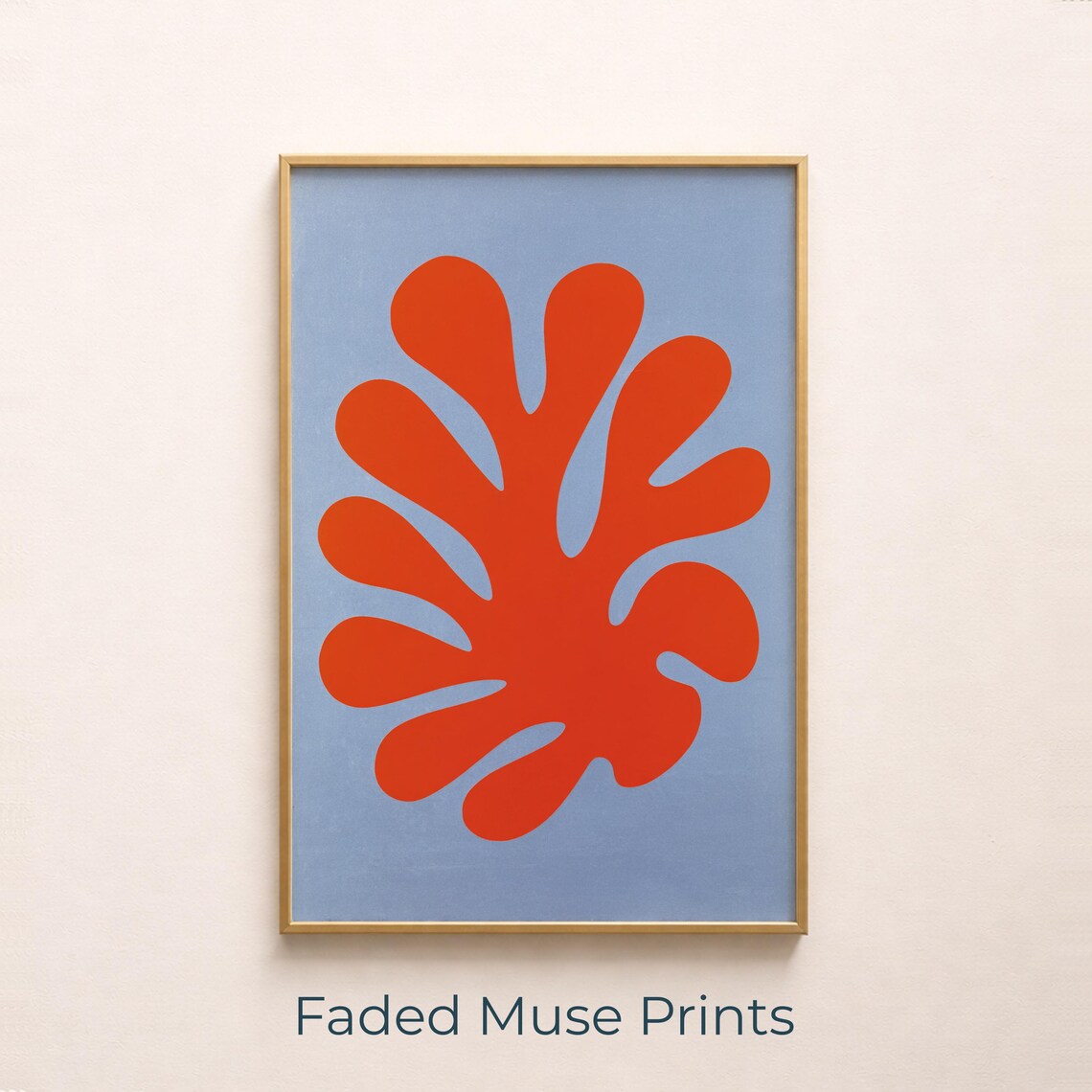 Matisse Inspired Coral Seaweed Cutout, Mid-Century Art Print