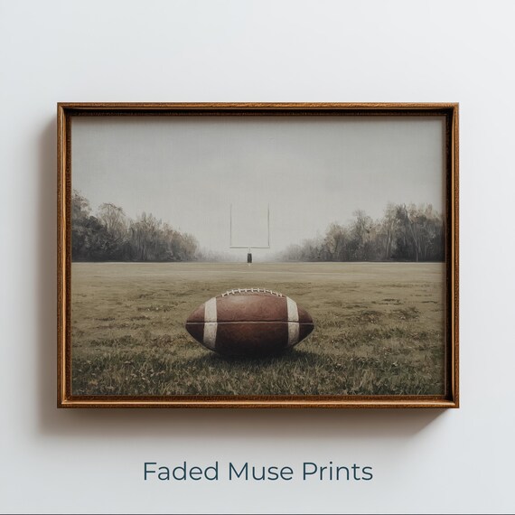 Vintage American Football Field Moody Sports Painting Poster