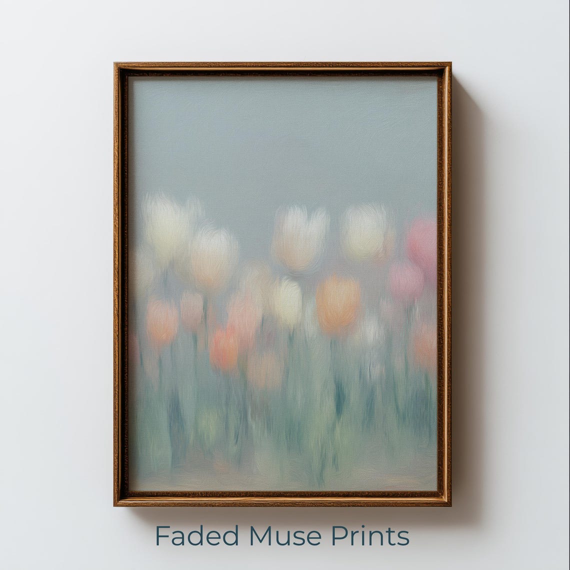 Dreamy Impressionist Tulip Field Pastel Floral Soft Art Poster