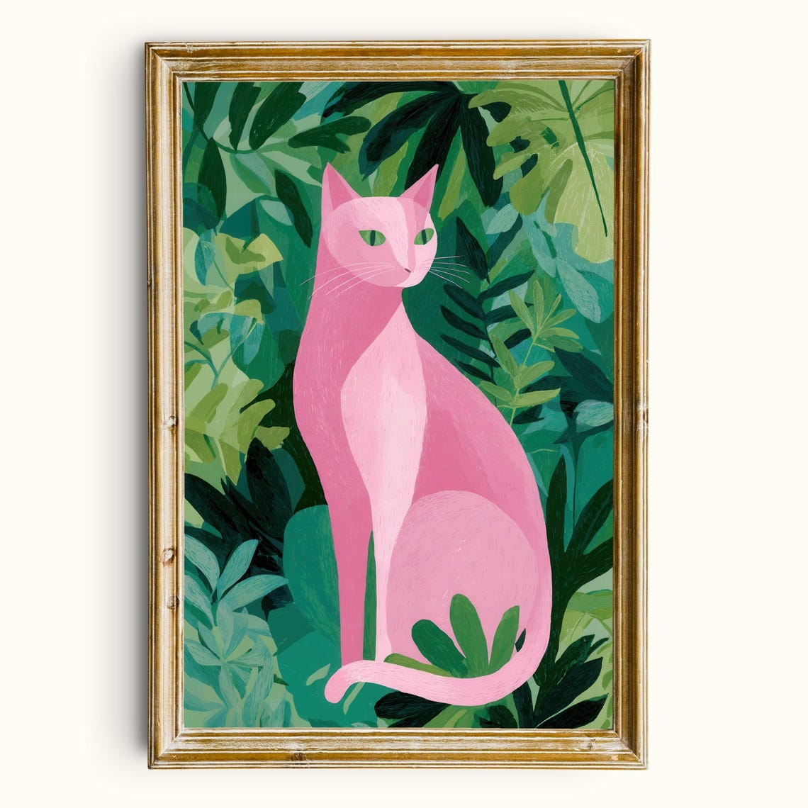 Modern Cat Botanical Jungle Art Print