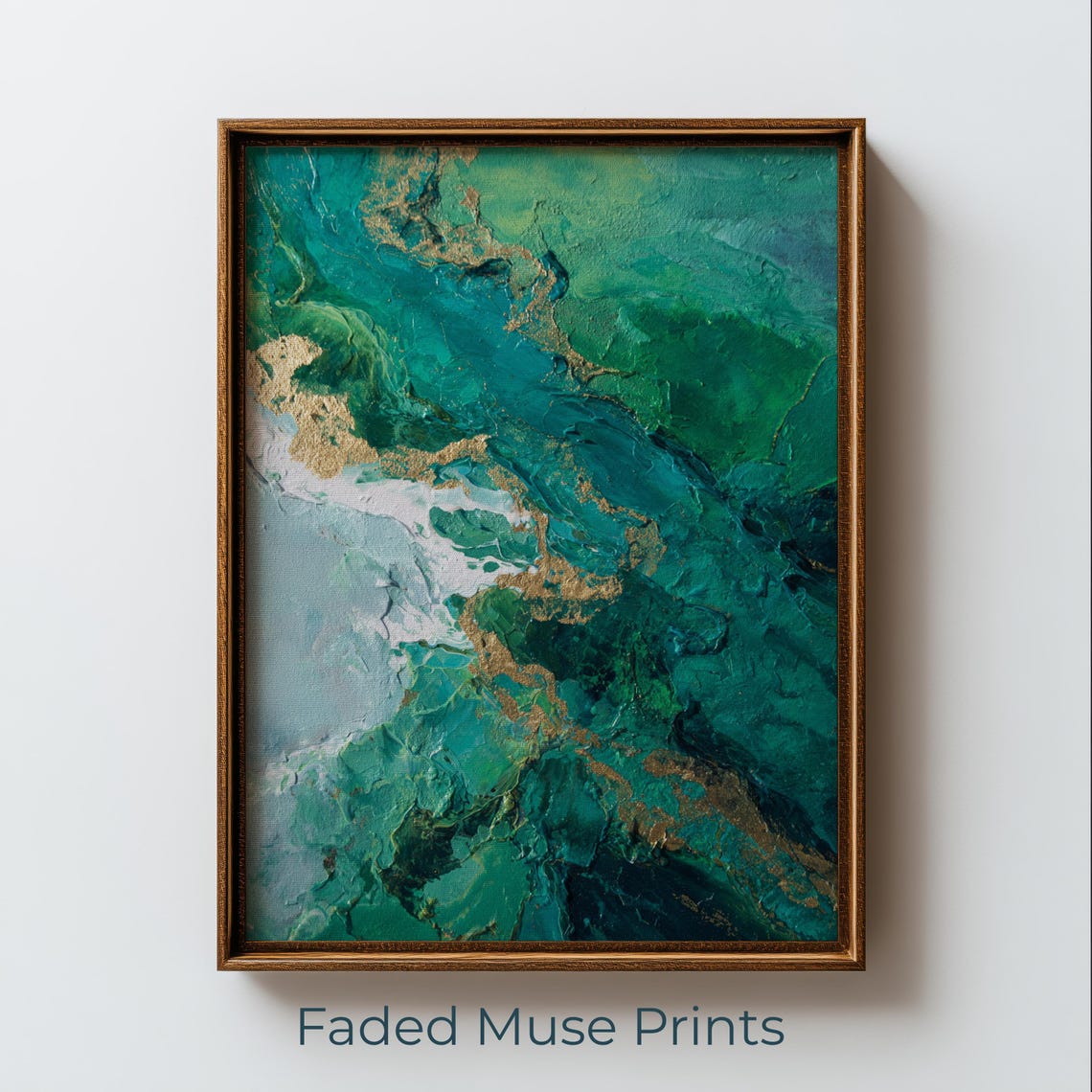 Emerald Green Marble Abstract Metallic Gold Veins Modern Poster