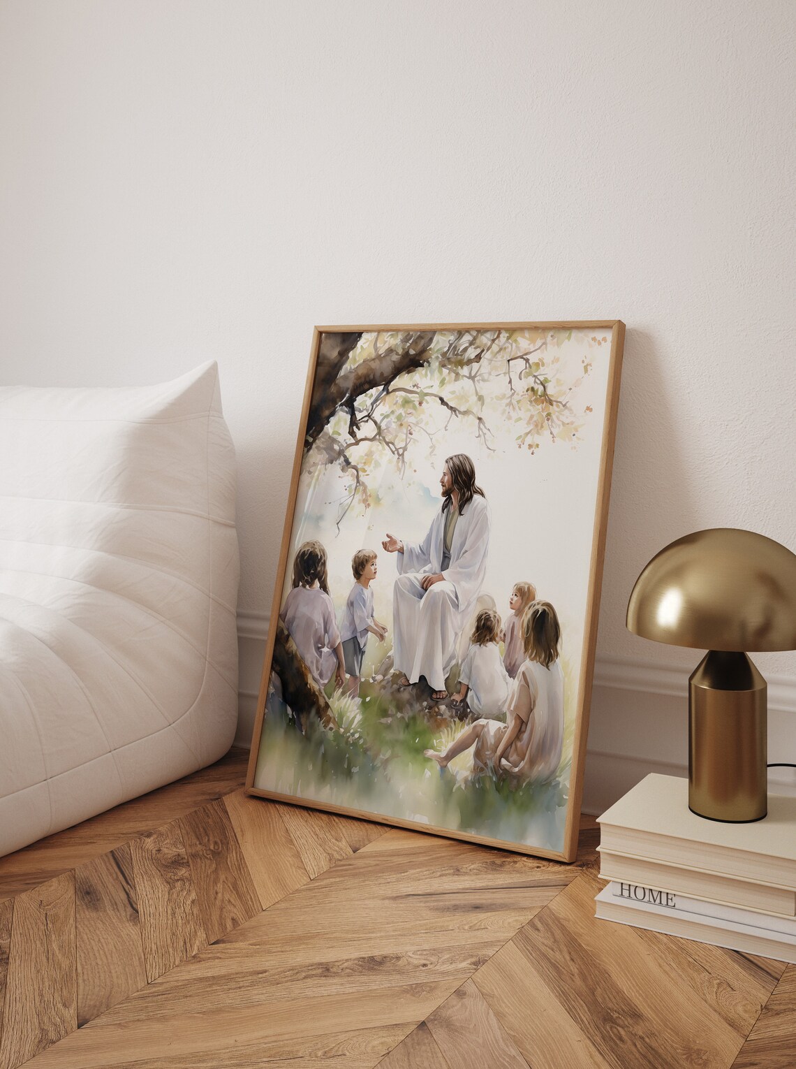 Jesus Teaching Kids Poster Watercolor Jesus Painting Jesus Portrait Wall Art Bible Verse Home Decor Children Of God File - Image 2