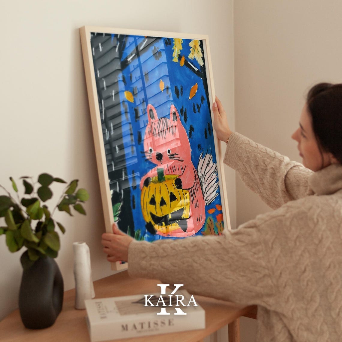 Pink Squirrel Holding A Jack O Lantern On A Halloween Night Poster - Image 2