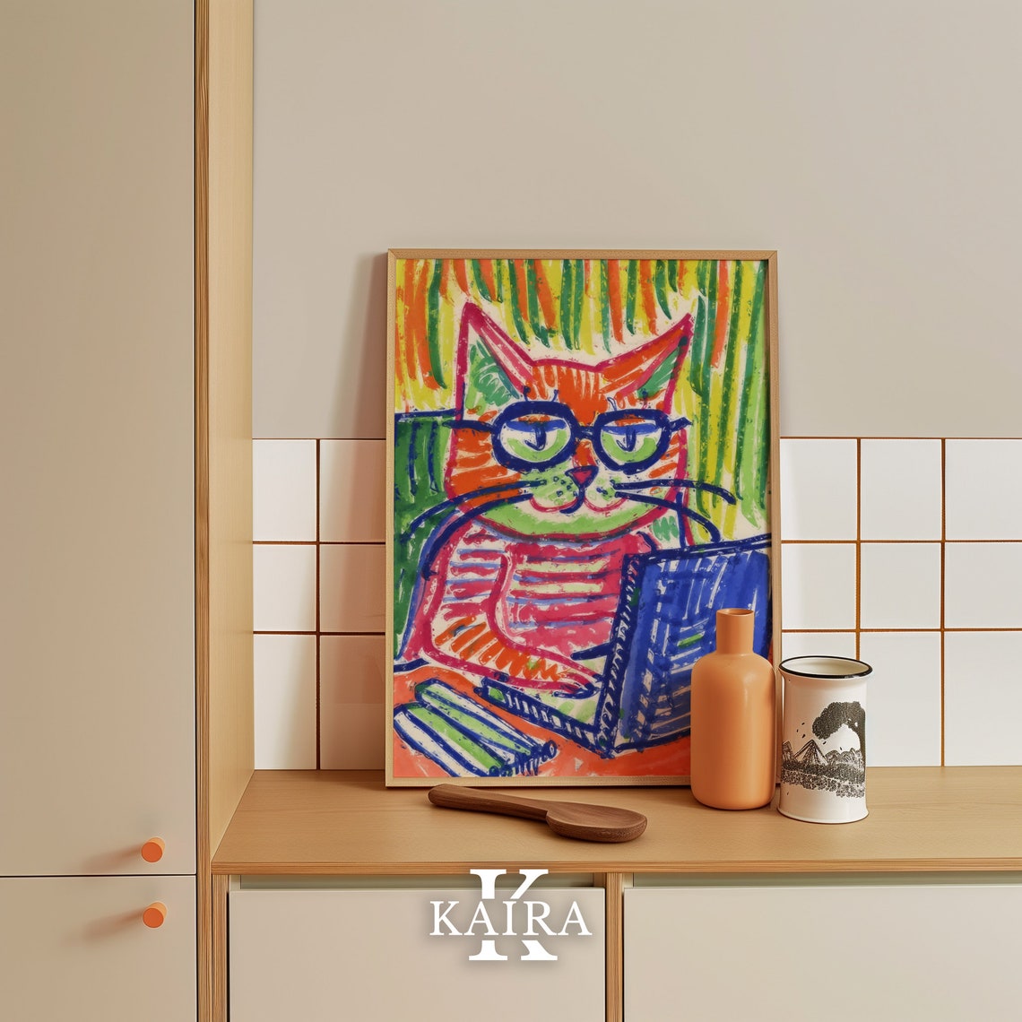 Funny Office Cat With Glasses Working On Laptop Remote Work Poster - Image 5