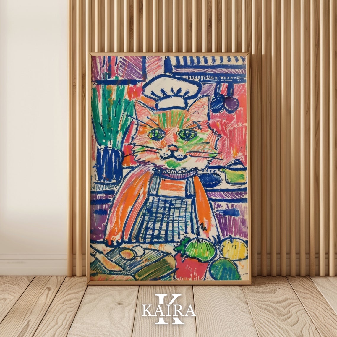 Funny Chef Cat In Kitchen Hat Apron Cooking Culinary Art Poster - Image 2
