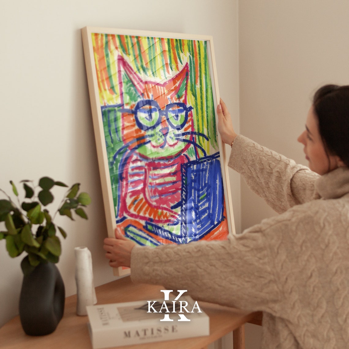 Funny Office Cat With Glasses Working On Laptop Remote Work Poster - Image 4