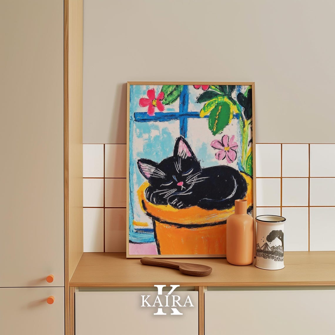 Sleeping Black Kitten Curled Inside a Sunny Flowerpot Poster - Image 4