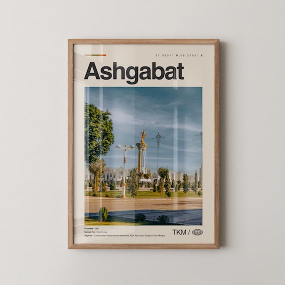 Ashgabat Turkmenistan Golden Independence Monument Photo Poster