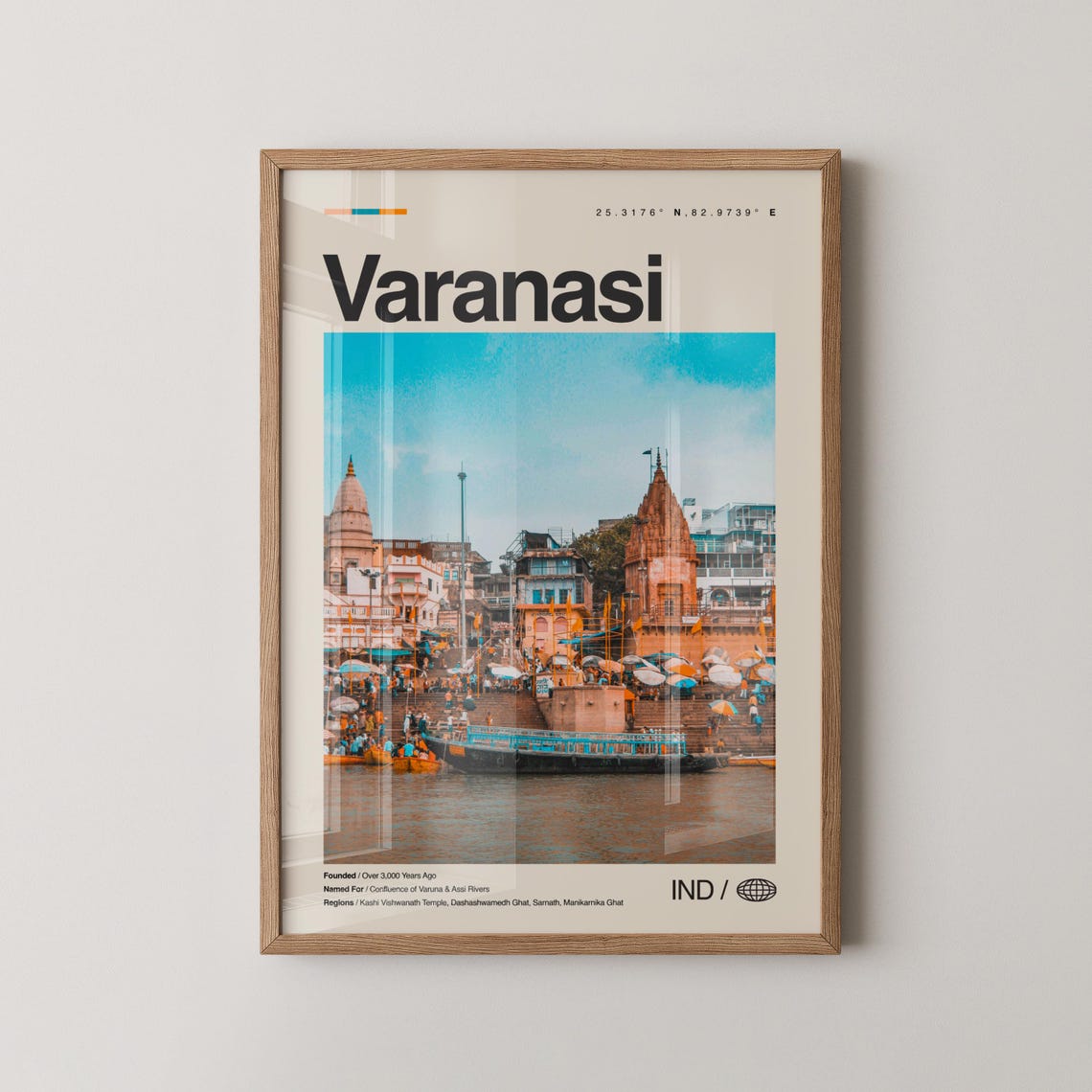 Varanasi India Sacred Ganges River Ghats Photography Travel Poster