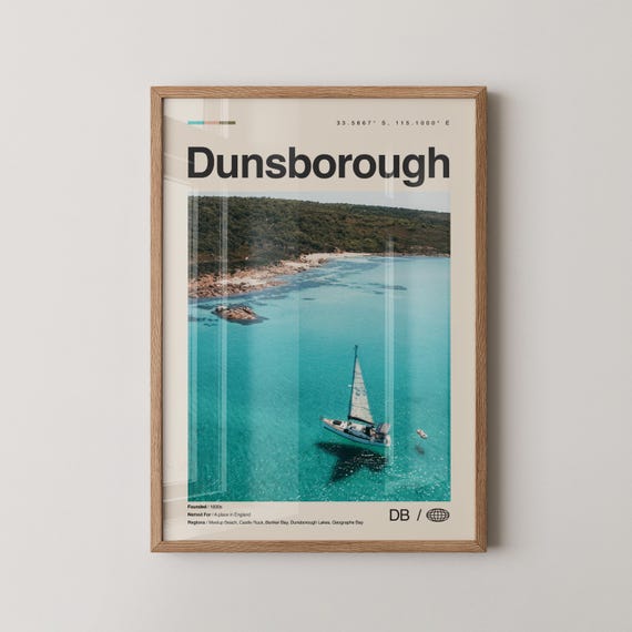 Dunsborough Print Wall Art Poster Photo Map Western Australia