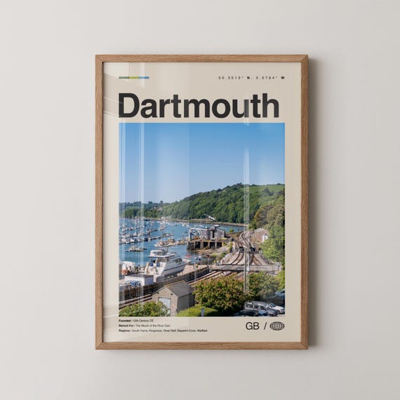 Dartmouth Print England Wall Art Poster Photo Dcor Map Uk