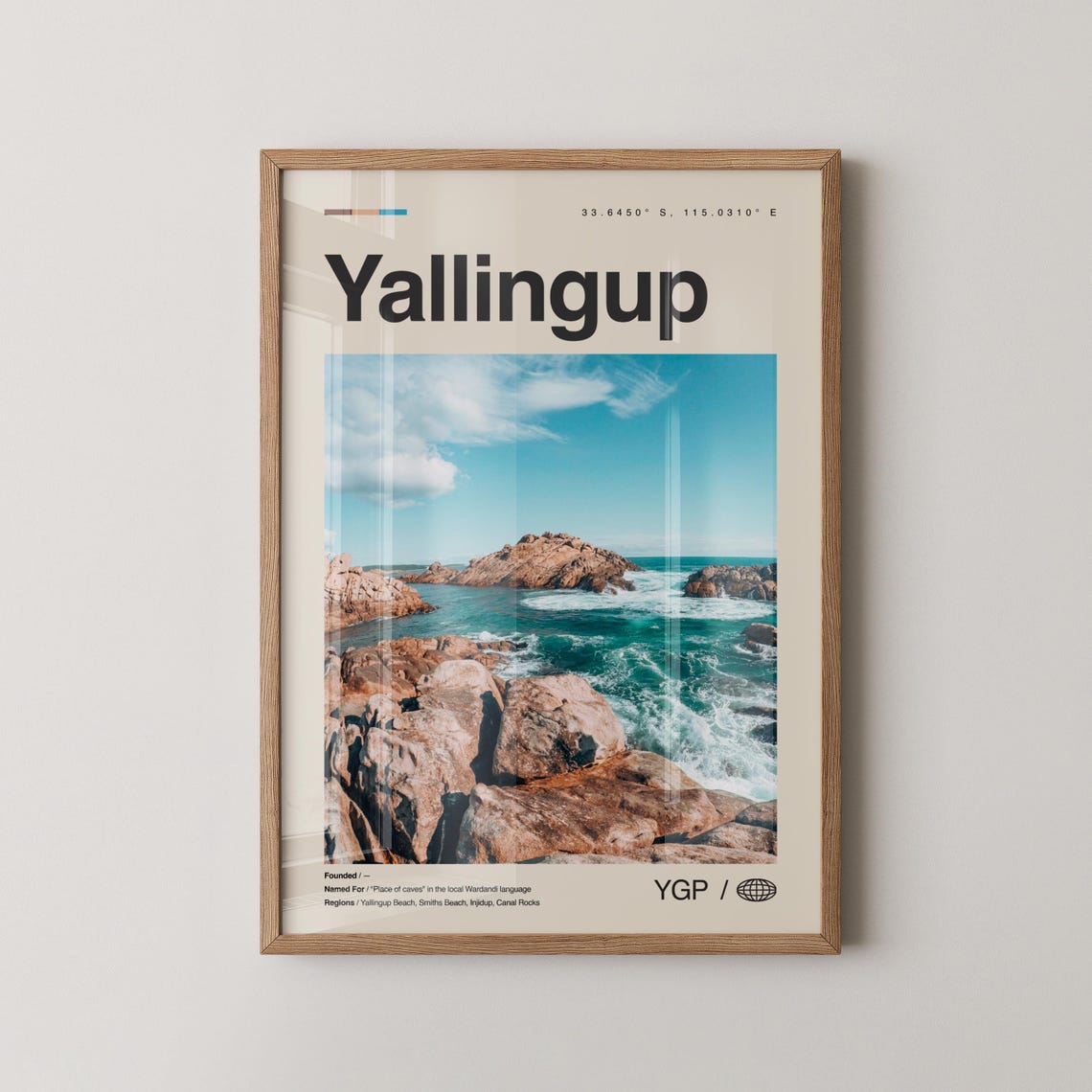 Yallingup Western Australia Rugged Coastal Rock Travel Poster