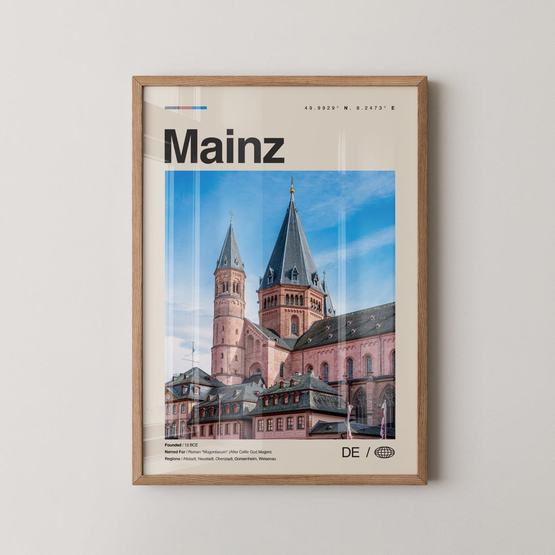 Mainz Germany Cathedral Towers Historic City Photo Travel Poster