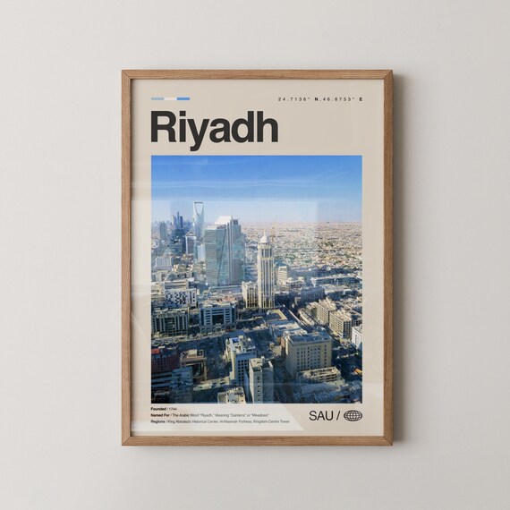 Riyadh Saudi Arabia Skyline Travel Poster City Aerial Photo Art