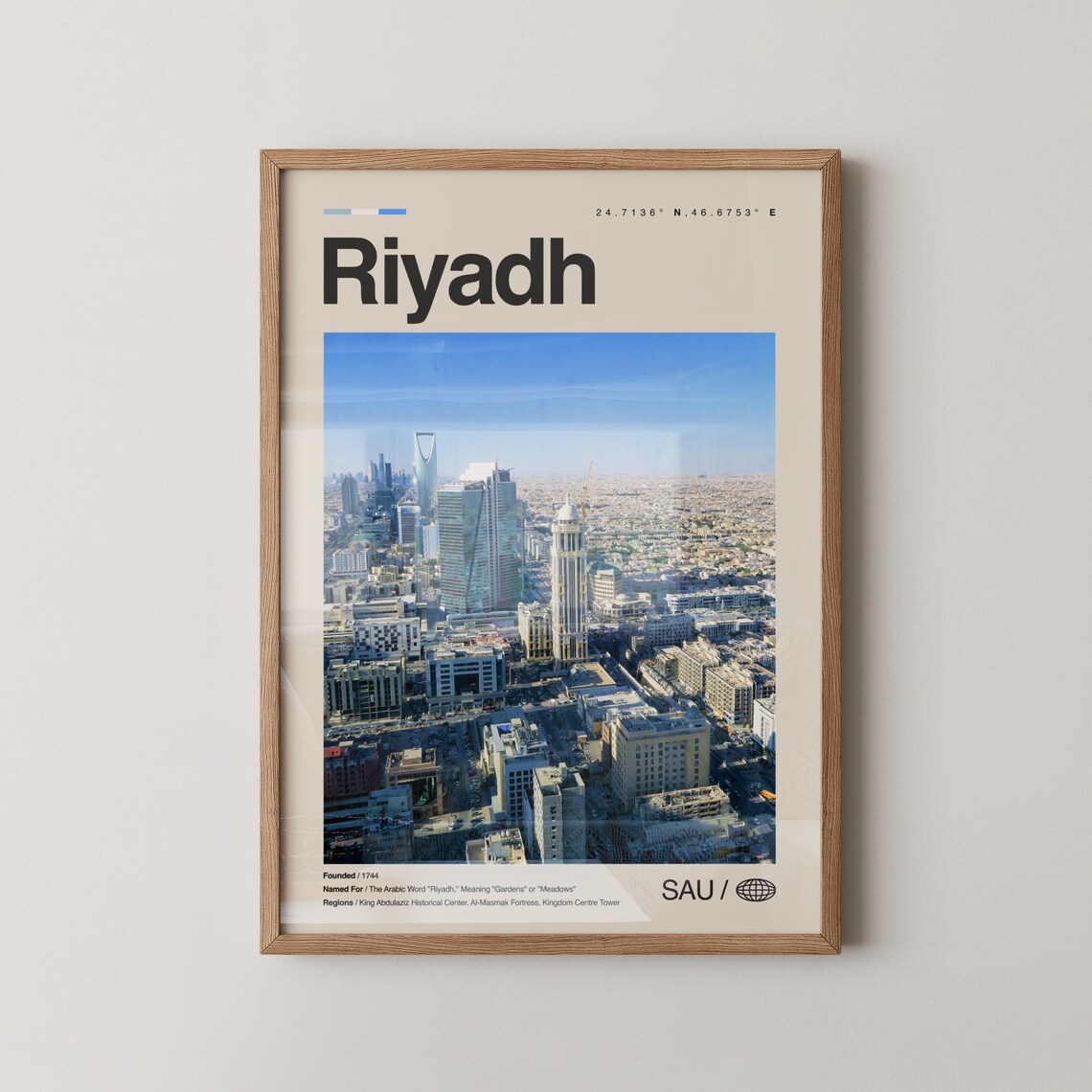 Riyadh Saudi Arabia Skyline Travel Poster City Aerial Photo Art