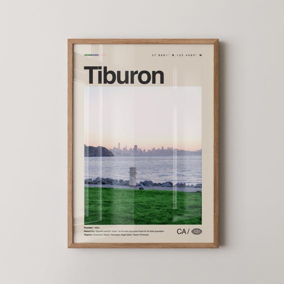 Tiburon Print Wall Art Poster Photo Angel Island Richardson Bay Old St Hilarys Church Shoreline