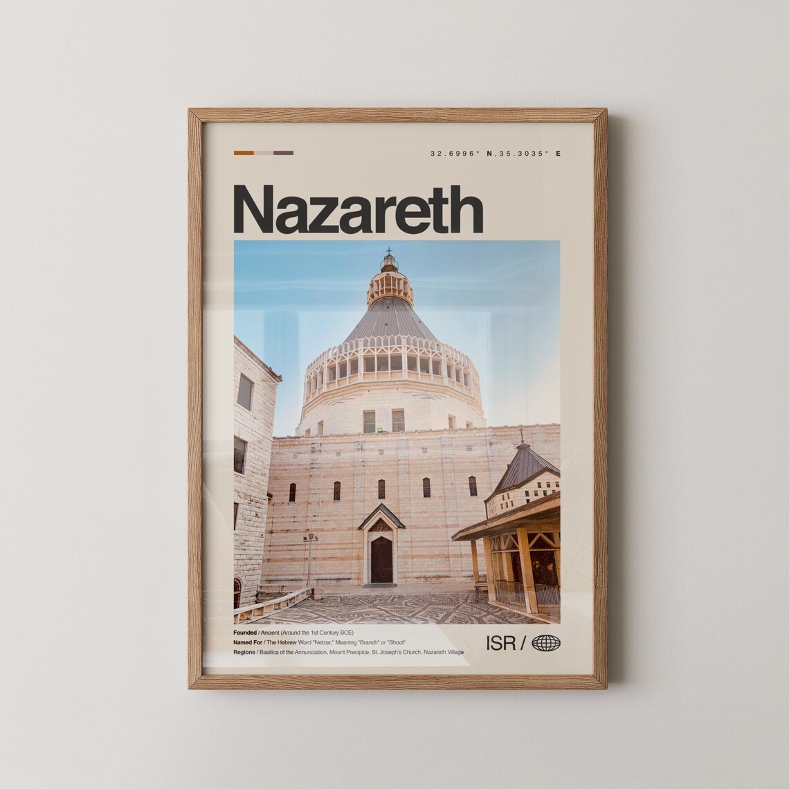 Nazareth Minimalist City Photography Basilica Dome Landmark Poster
