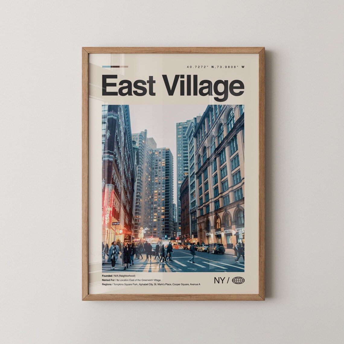 East Village New York City Evening Street Scene Urban Travel Poster