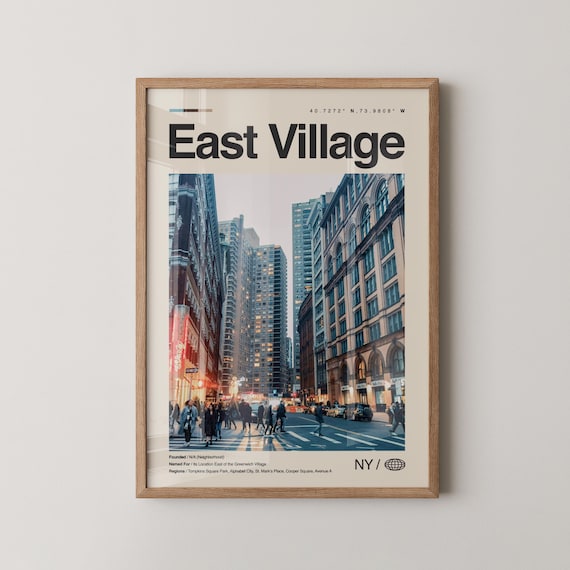 East Village New York City Evening Street Scene Urban Travel Poster