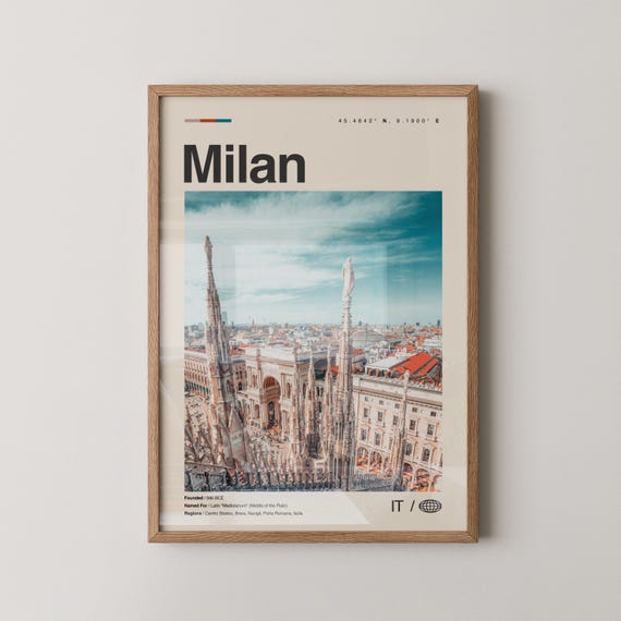 Milan Black And White Travel Poster, Italy Decor