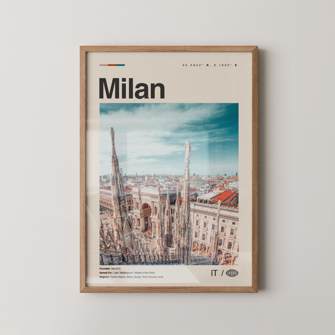 Milan Black And White Travel Poster, Italy Decor