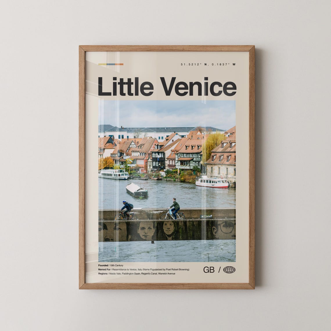 Little Venice London Travel Poster Regent Canal Boats Wall Decor