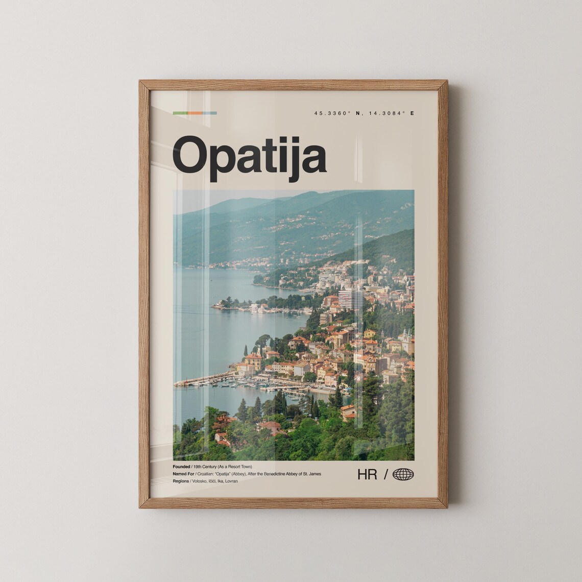 Opatija Croatia Adriatic Coast Vintage Style Travel Souvenir Poster