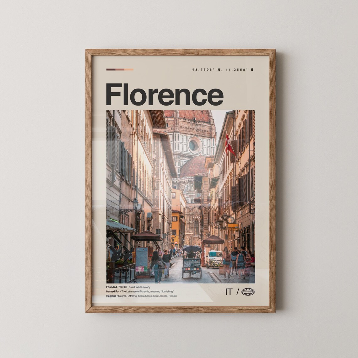 Florence Italy Street Duomo Photo Poster Historic City Travel