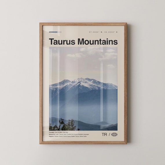 Taurus Mountains Turkey Snow Capped Peaks Minimalist Landscape Poster