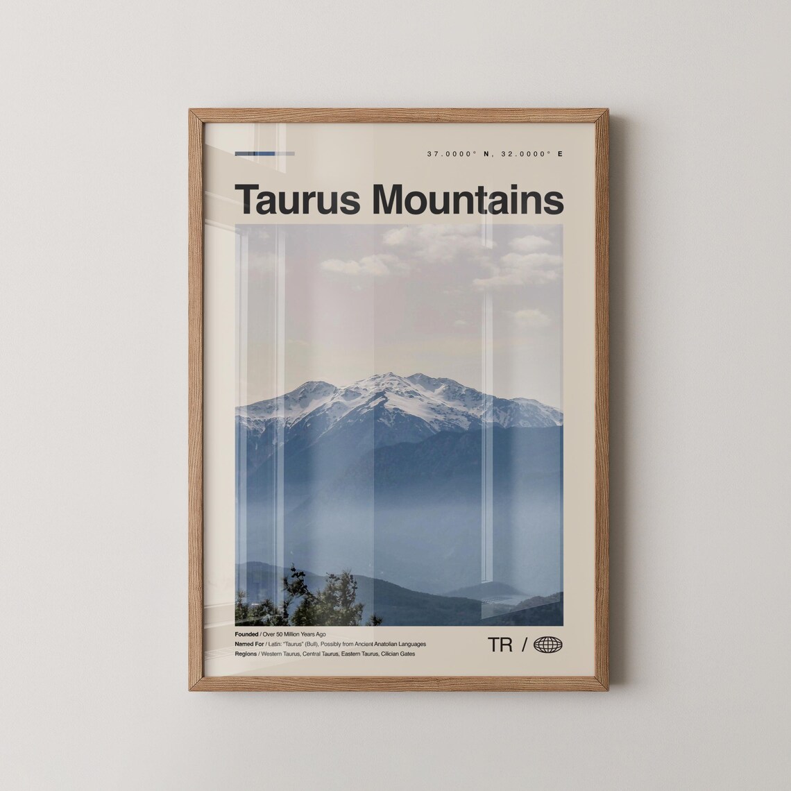 Taurus Mountains Turkey Snow Capped Peaks Minimalist Landscape Poster