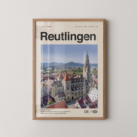 Reutlingen Print Wall Art Poster Photo Dcor Map Germany