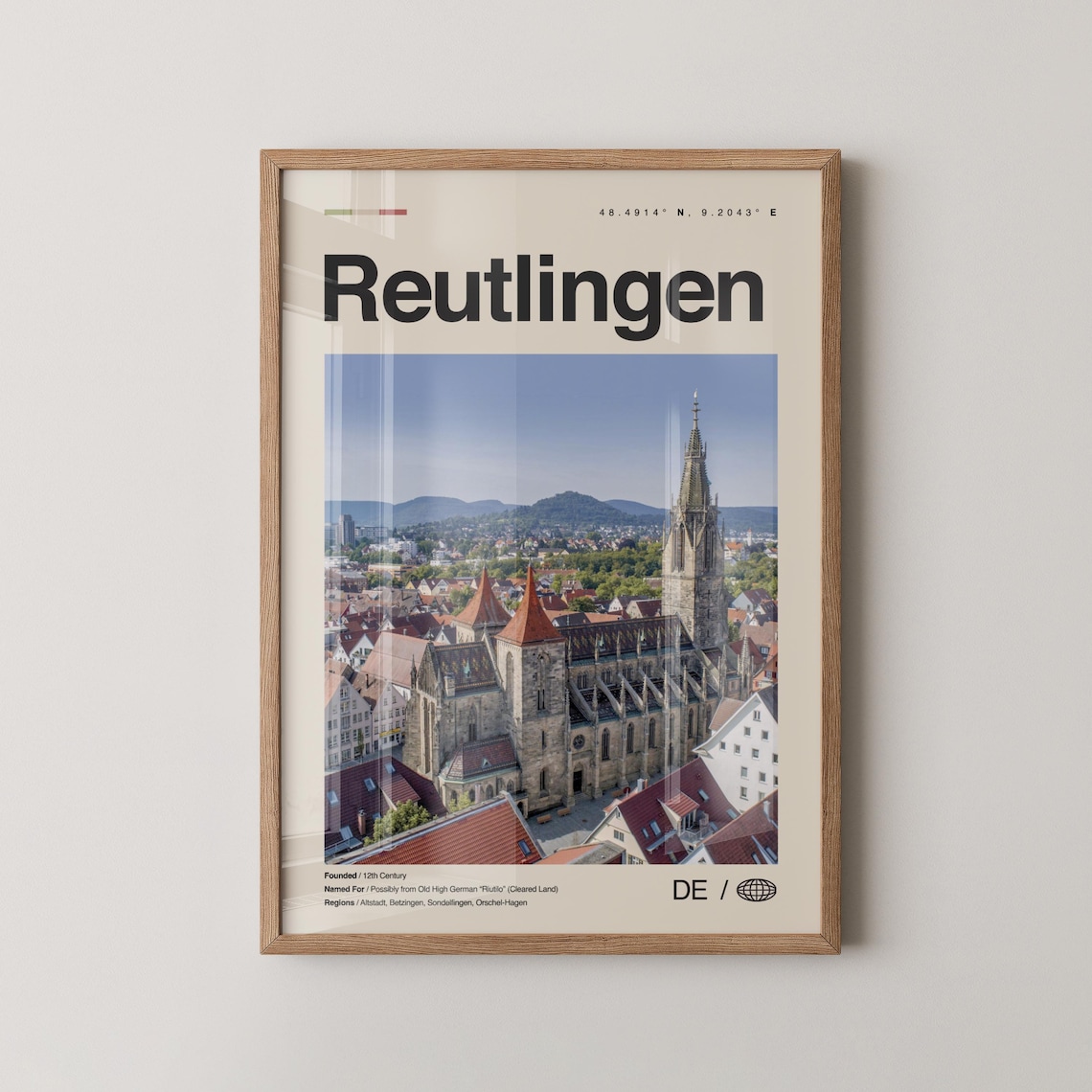 Reutlingen Print Wall Art Poster Photo Dcor Map Germany