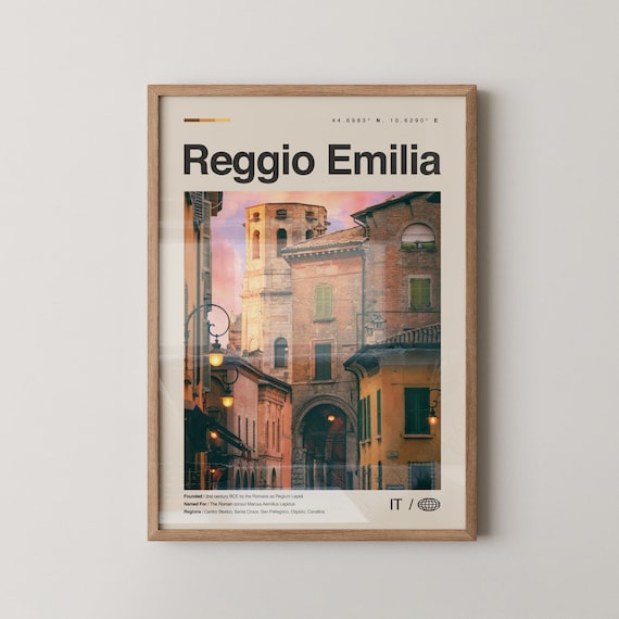 Reggio Emilia Print Black And White Art Poster Photo Dcor Map