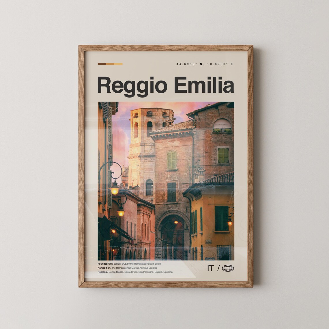 Reggio Emilia Print Black And White Art Poster Photo Dcor Map