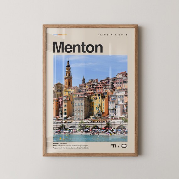 Menton Print Wall Art Poster Photo Dcor Map France