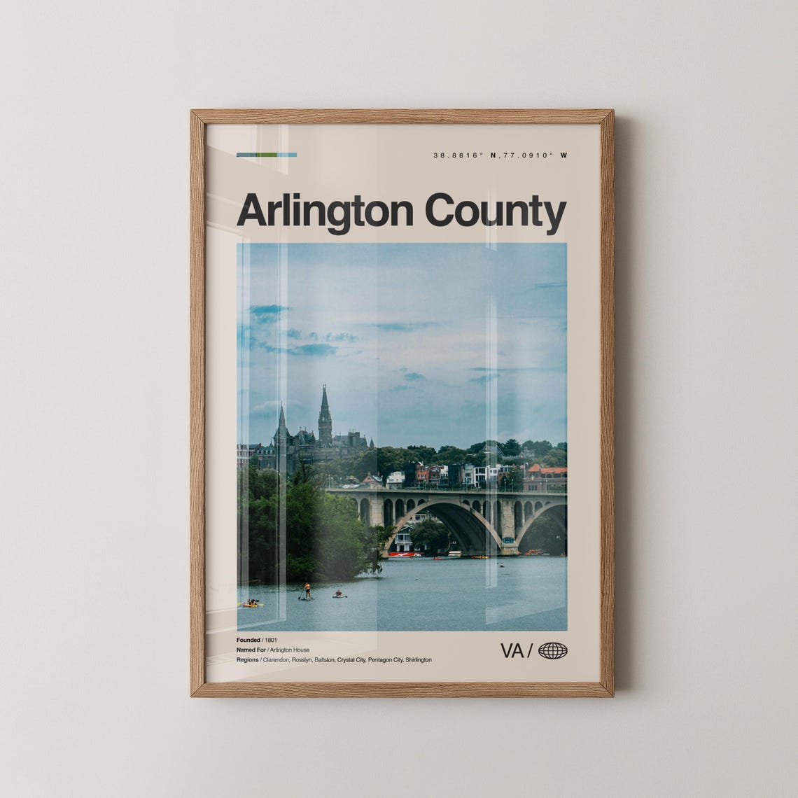 Arlington County Virginia Stone Arch Bridge River Photo Poster Travel