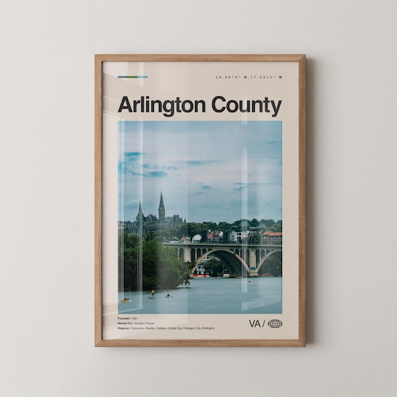 Arlington County Virginia Stone Arch Bridge River Photo Poster Travel