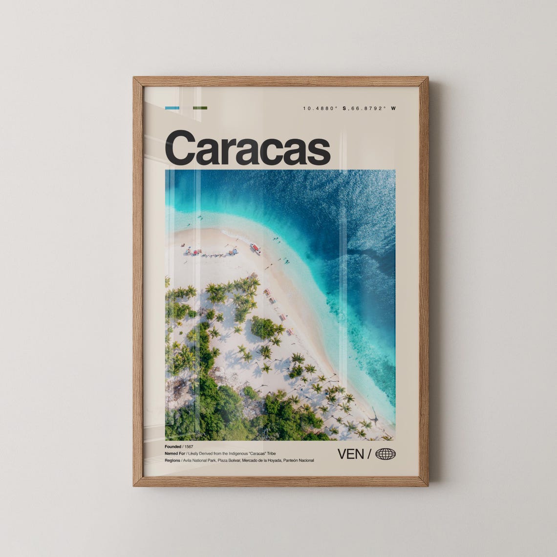 Caracas Venezuela Aerial Coast Beach Minimalist Photo Art Poster
