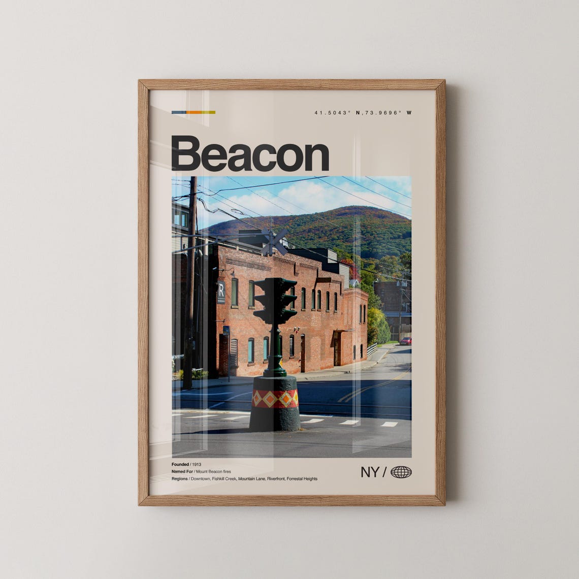 Beacon New York Photo Print Street Corner Brick Historic Town Decor