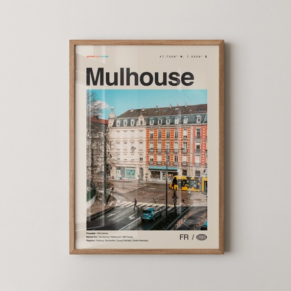 Mulhouse Print Wall Art Poster Photo Dcor Map France