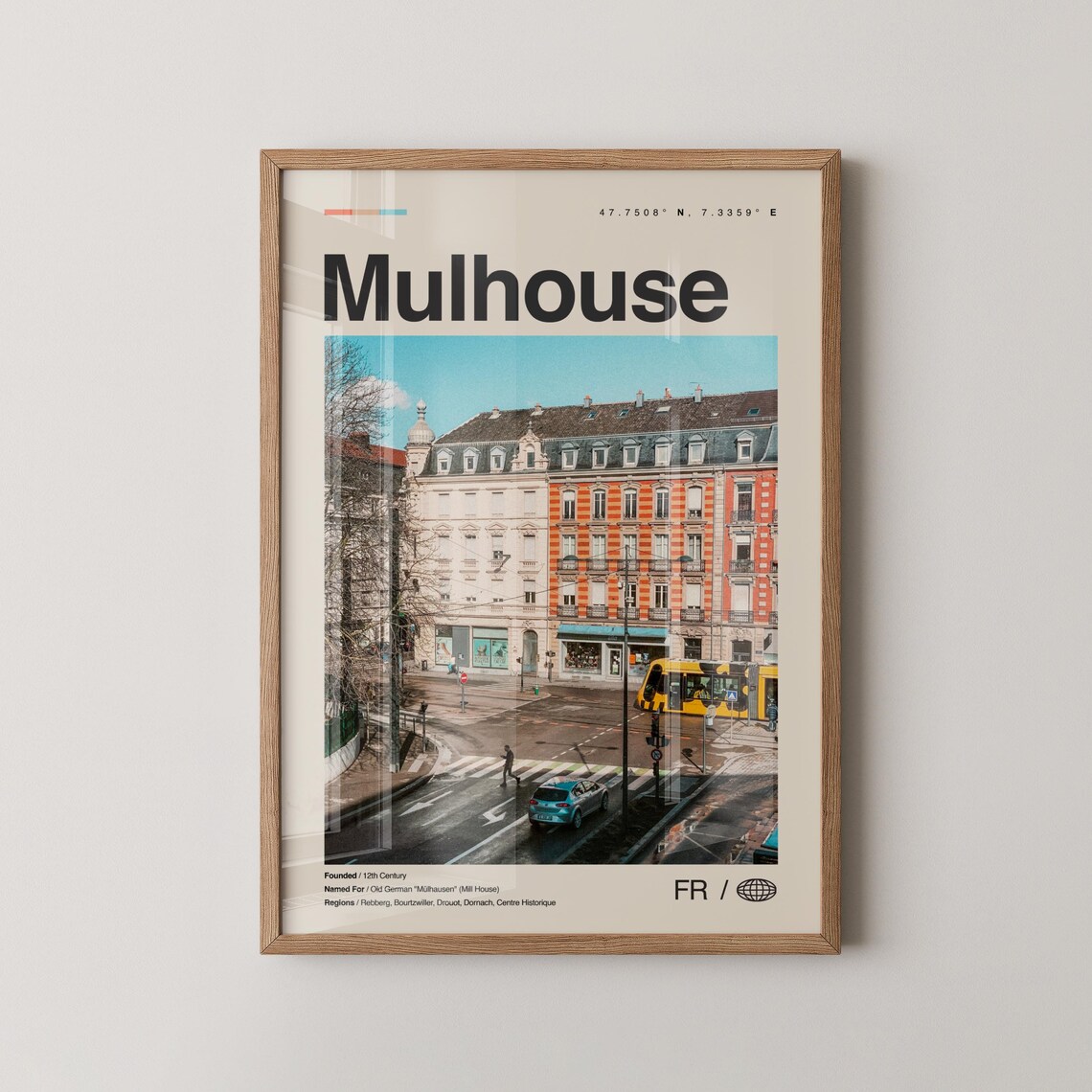 Mulhouse Print Wall Art Poster Photo Dcor Map France