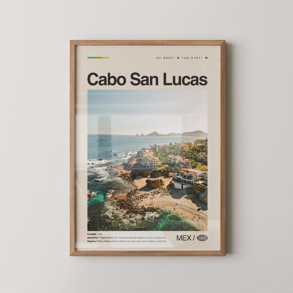 Cabo San Lucas El Arco Rocky Coast Minimalist Travel Poster Photo